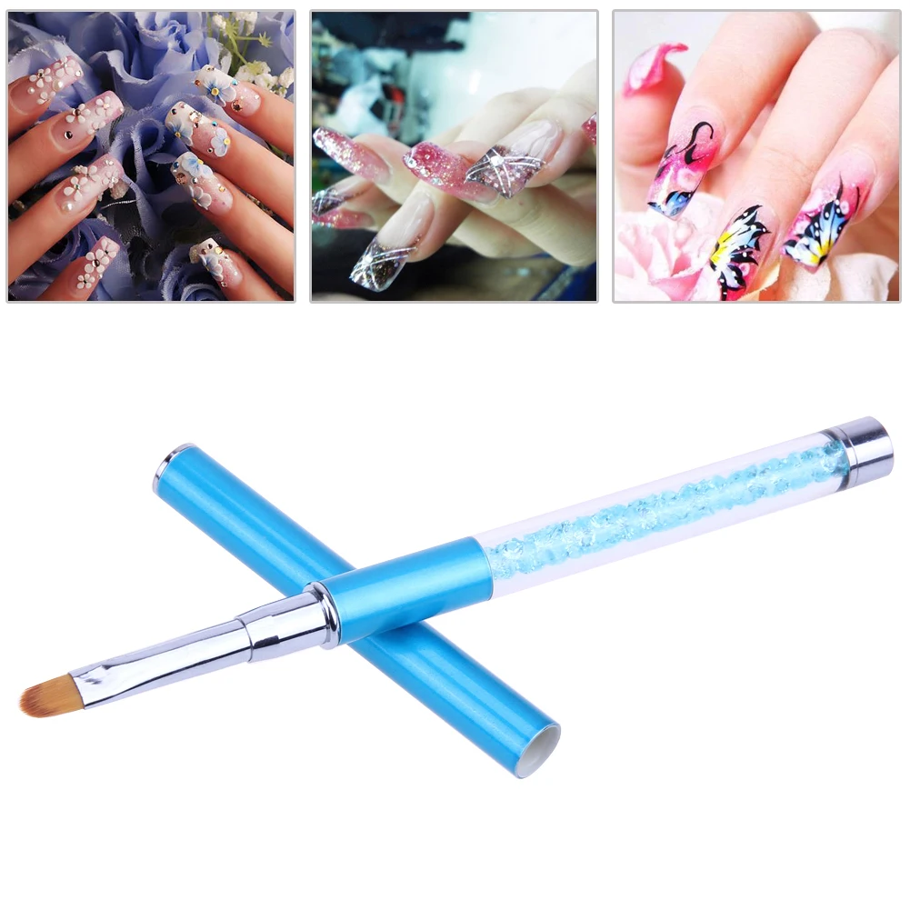 

1 PC Nail Art Brush Pens Rhinestone Handle Nail Brushes UV Gel Nail Polish Painting Drawing Brushes DIY Design Manicure Tool