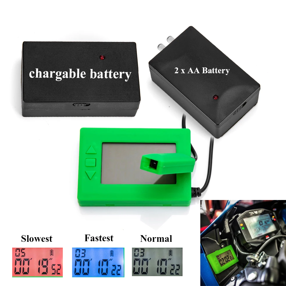 

V3 Plastic DIGITAL Lap Timer Infrared Ultrared Racing Track Day 10" Interval Time Emitter with chargable battery BIKE