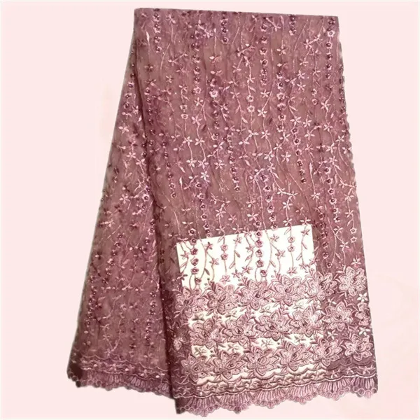 

Fashion African French Net guipure Lace Fabric With bead sequence Nigerian Embroidery Tulle Lace Fabric For Party NN20