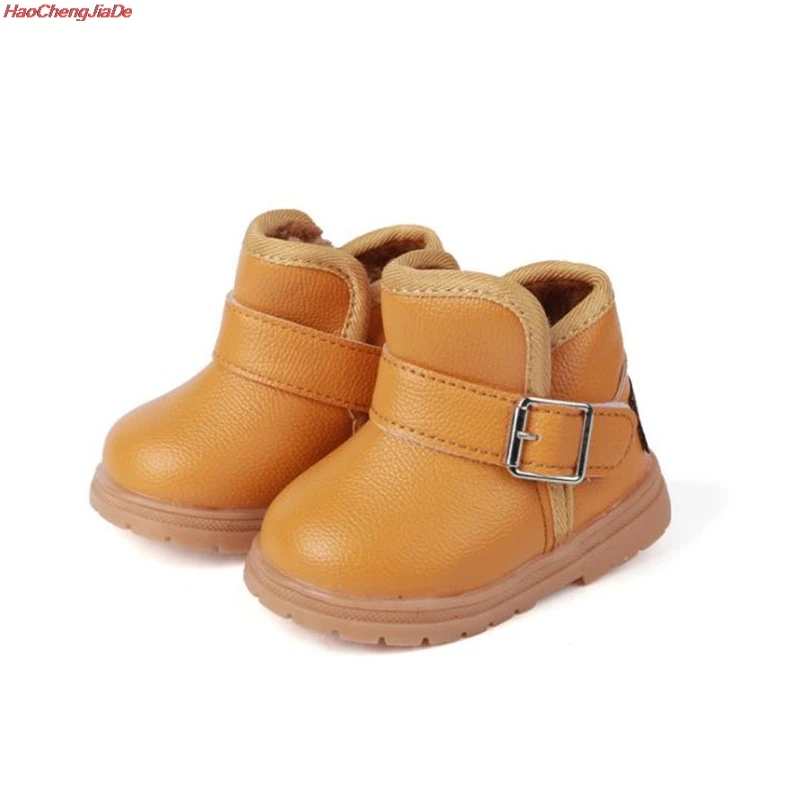 

HaoChengJiaDe Winter Kids Plush Snow Boots Children's Boys Girls Fashion Boots Antislip Thick Waterproof Shoes Pink Child Boots