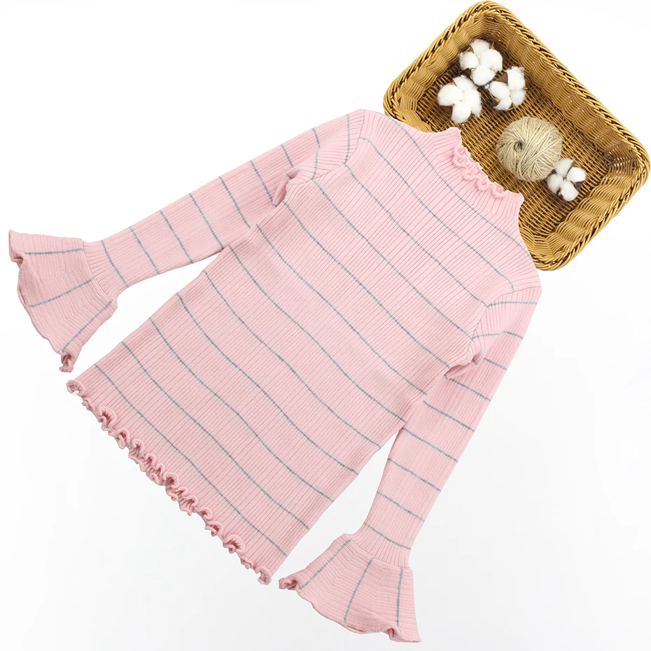 Комплект одежды для девочек, трикотажный свитер в полоску+ вязаное платье, комплект одежды из 2 предметов для девочек-подростков, одежда для девочек 6, 8, 10, 12, 13, 14 лет