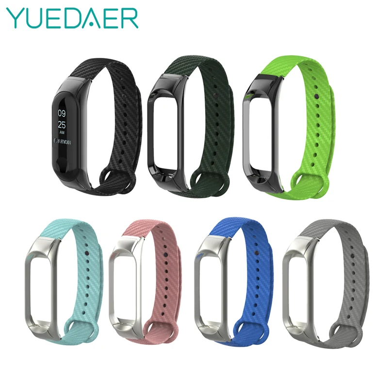 

Yuedaer Carbon Fiber Mi Band 3 Strap For Mi Band 3 Fashion 12 Colors Wrist Straps Metal Case For Mi Band 2 Xiaomi Mi Band 3