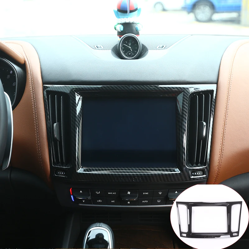

Newest For Maserati Levante 2016 Car-Styling Plastic Carbon Fiber Color Interior Navigation box Frame Cover Trim Accessories