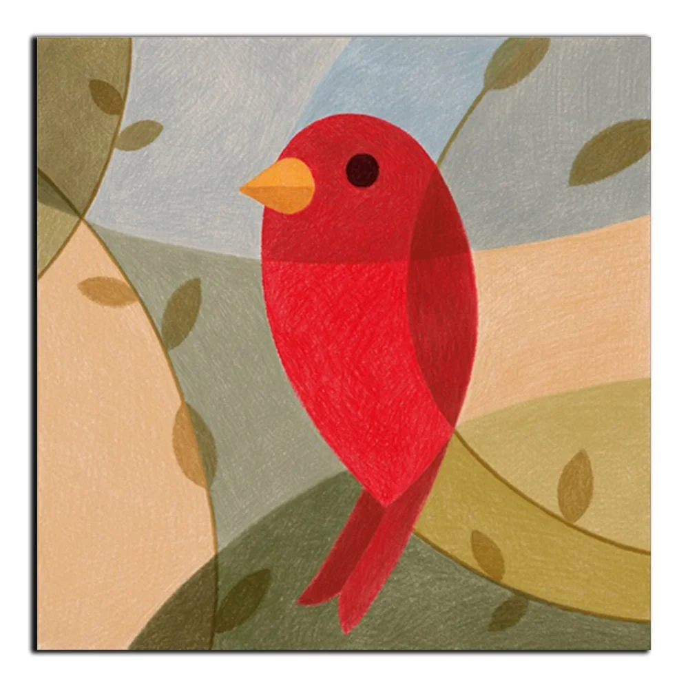 

Red Bird Animal Abstract Oil Paintings Modern No Frame Home Decorative HD Pictures For Office Store Living Room Decoration