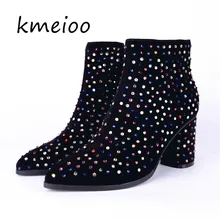Kmeioo/Новинка 2019 года Модные женские ботинки на высоком каблуке с