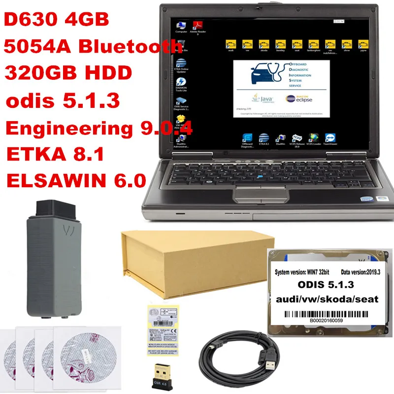 Ноутбук D630 4 Гб оригинальный OKI VAS 5054A Bluetooth AMB2300 с ODIS 5.1.3 320 HDD полное Программное