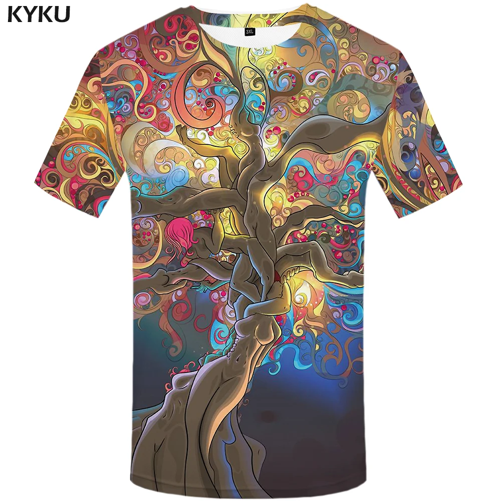 

KYKU Space T Shirt Men Colorful Tshirt Tree Punk Rock Clothes Character 3d T-shirt Cool Mens Clothing 2018 Summer Fashion Tops