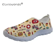 ELVISWORDS/Женская обувь; Больница госпиталь; Лоферы без застежки для медсестры; женские дышащие кроссовки из сетки; легкие летние туфли; zapatos Mujer