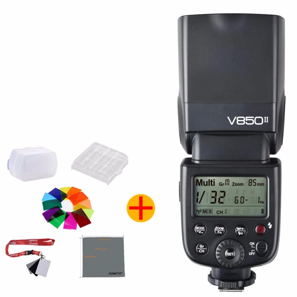 

Godox V850II V850 II Built-in 2.4G Supports Master Slave Li-ion Battery GN60 for Canon Nikon Pentax Olympus etc. with GIFT KIT