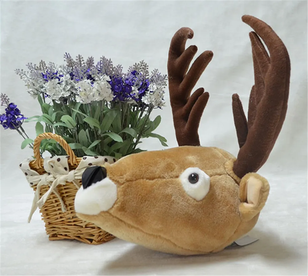 animals elephant fox deer head plush toys home decoration 11
