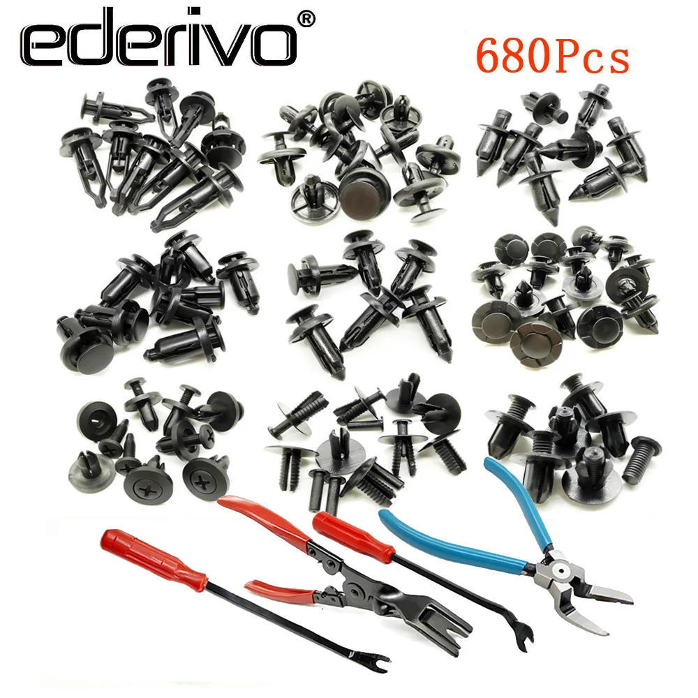 

680Pc Mixed Car Plastic Fastener Clip Car Fender Bumper Rivet Fixed Clips For Toyota Honda Lexus Nissan BMW VW Door Panel Fender