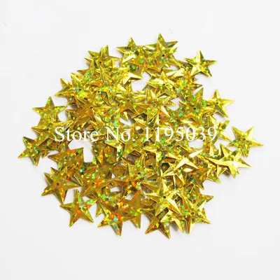 

50g/lot 15mm Star Sequins Cup Loose Paillettes Wedding Crafts Kids DIY Accessories With 1 Middle Hole Laser Gold Confetti