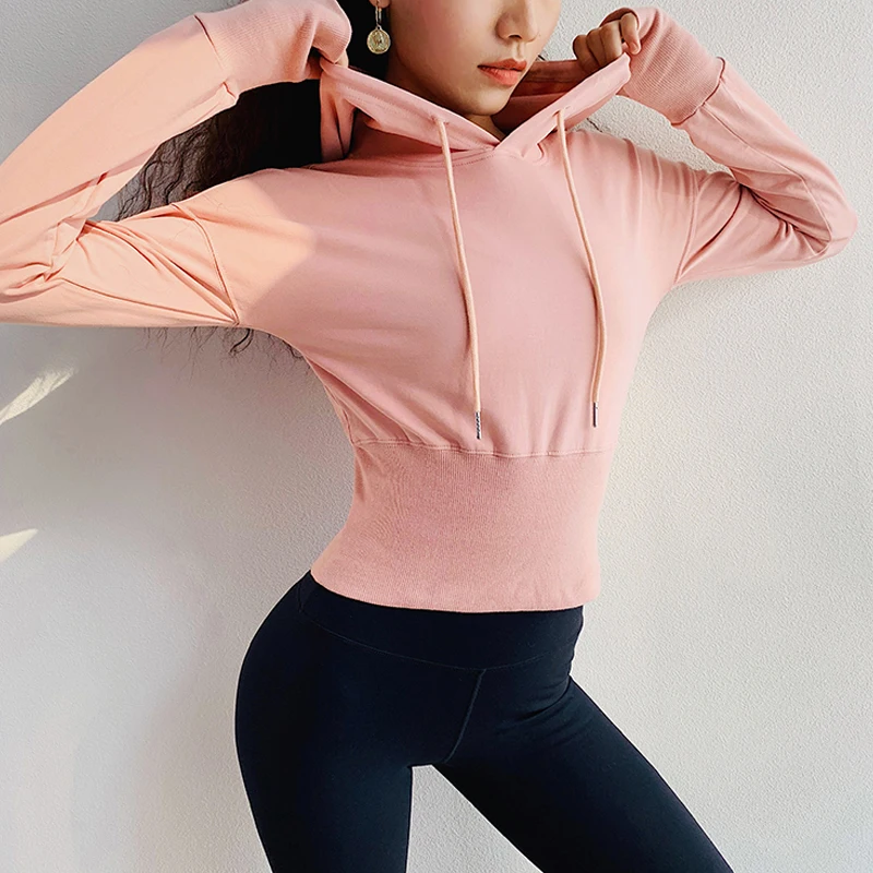 

Women Running Hoodies T-Shirt Fitness T shirt Sports Coat Loose Long Sleeve Activewear Thumb hole Runing Clothing Yoga Shirt