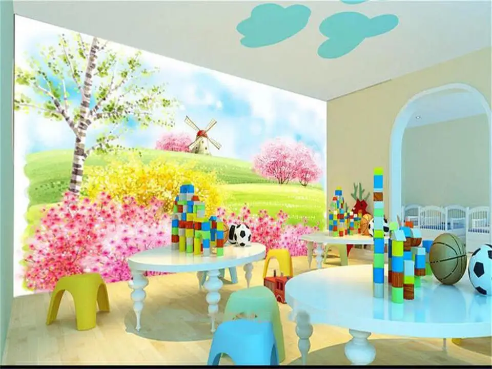 3d wallpaper custom photo wallpaper kids room mural flower windmill