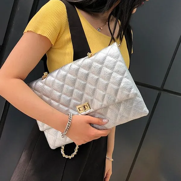 

Fashion Diamond lattice Women Envelope clutch bag Chain female Shoulder bag PU leather Handbags lady Clutches bolsa feminina bao
