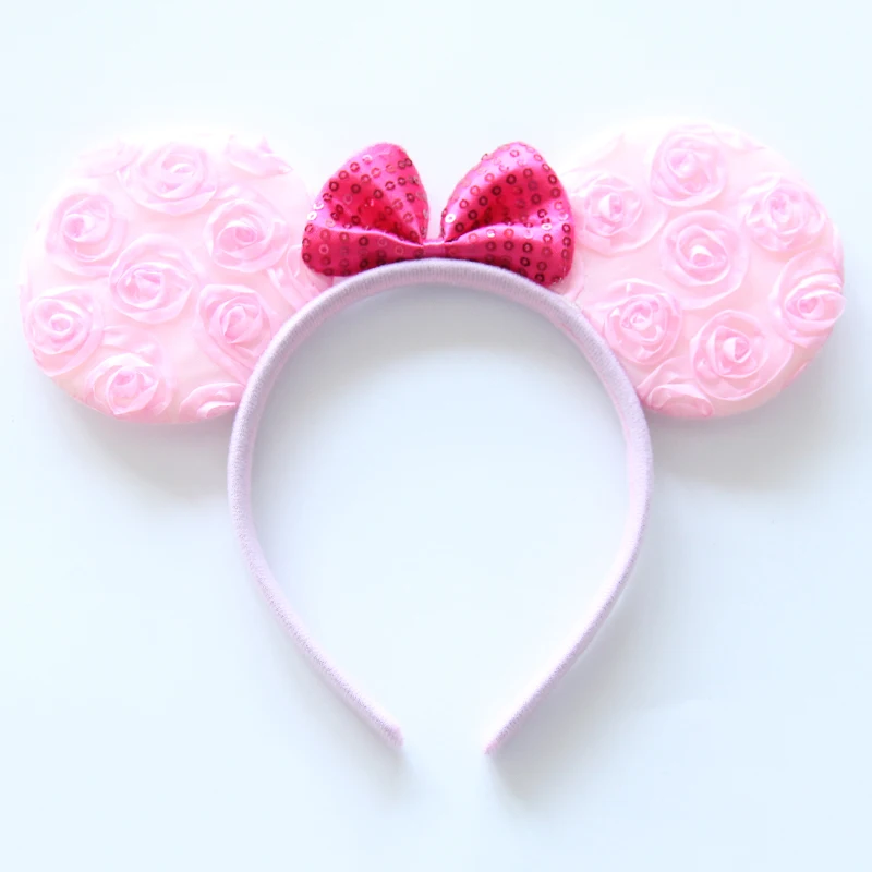 

1pc Hair Accessories Pink Flower Minnie Mickey Ears Headband Boys Girls Headwear Birthday Party Decoration Kids Adult