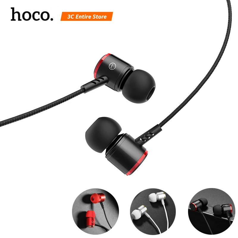 Hoco наушники в ухо Спортивная Проводная гарнитура дорожный микрофон для iPhone Android