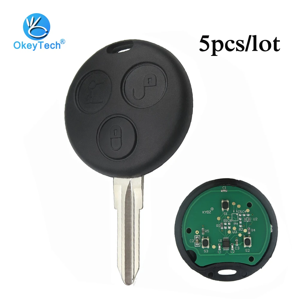 OkeyTech 5 шт./лот для MB Key 433 МГц 3 кнопки авто дистанционного ключа для Mercedes Benz Smart Fortwo Forfour Roadster