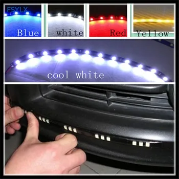 

FSYLX 30cm Flexible cut DRL LED Strips 12 SMD 5050 White Red Blue yellow Waterproof Car LED daytime running light Strip
