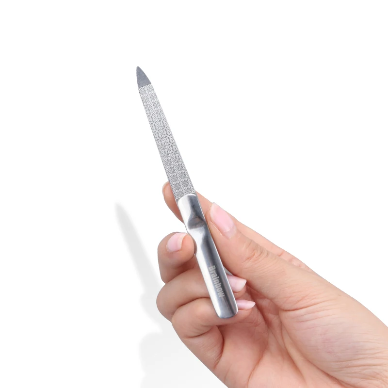 Brainbow 1 шт., прочная пилочка для ногтей из нержавеющей стали, профессиональная двухсторонняя шлифовка ногтей, шлифовальный буфер, маникюрные инструменты для дизайна ногтей