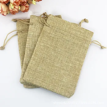 

50pcs/lot 7x9cm Small Natural Cotton Drawstring Burlap Jute Bags Handmade Wedding Favor Christmas Gift Packaging Bag Pouches