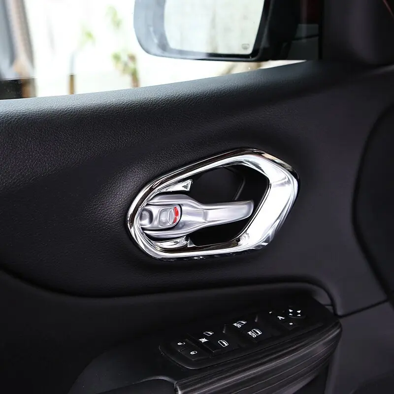

FOR Jeep Cherokee KL 2014 2015 2016 2017 2018 ABS Plastic Car inner door Bowl protector frame panel Cover Trim 4pcs