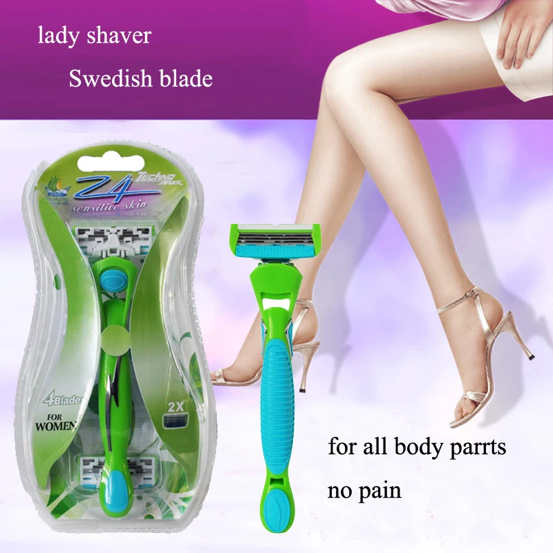 1 Razor 2 Blades Lady Manual Shaver Swedish Stainless Steel Blade