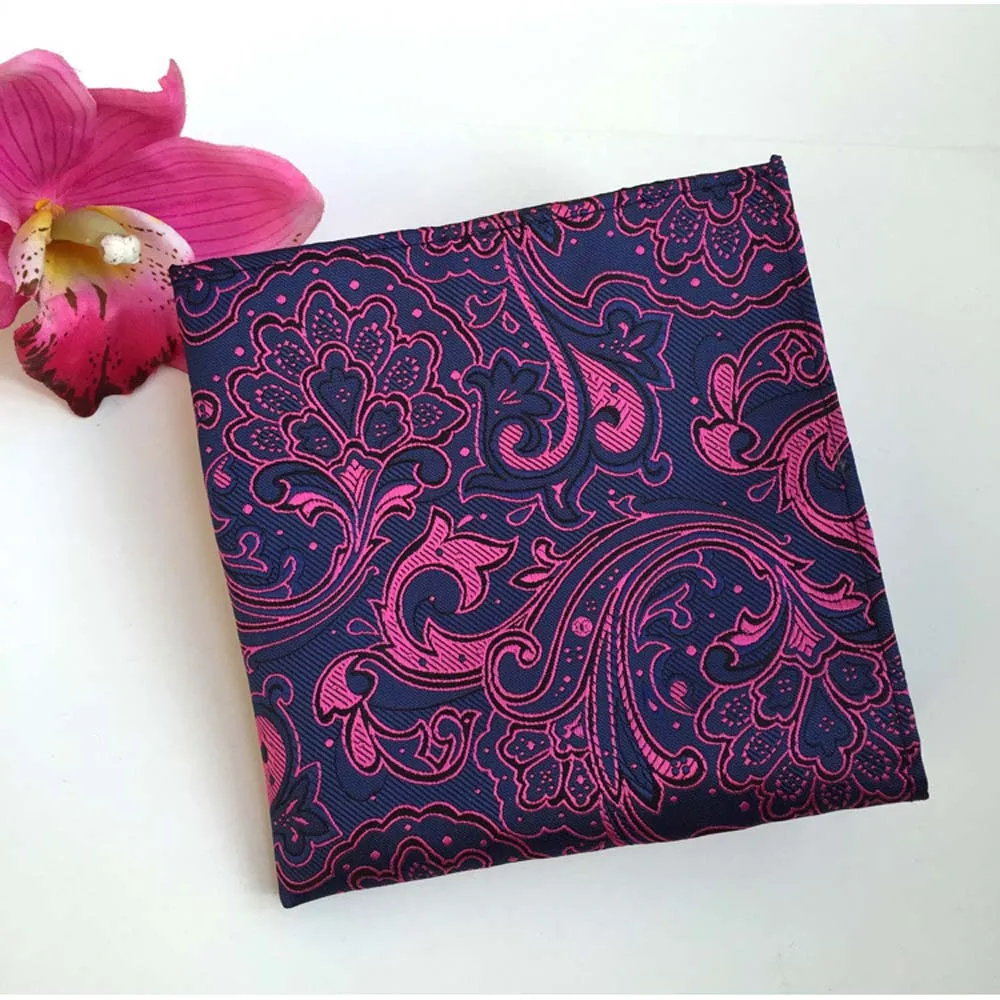 Мужской фиолетовый розовый цветочный Пейсли Шелковый галстук аскотский галстук Карманный квадратный набор Лот HZTIE0252