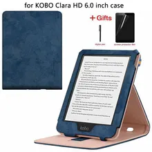 Ультратонкий умный кожаный чехол для KOBO Clara Clear HD, 6 дюймов,, чехол для Kobo Clara HD, чехол с функцией автоматического сна/пробуждения+ пленка+ ручка