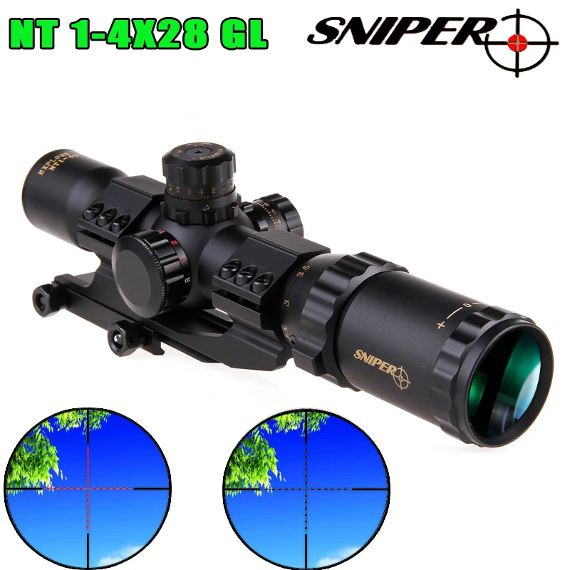 

SNIPER NT1-4×28GL Hunting Riflescopes Adjustable Red Hunting Light Tactical Scope Reticle Optical Rifle Scope Fast Focus
