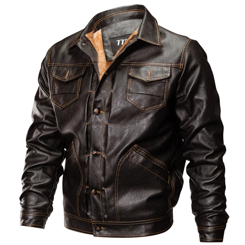 Военная зимняя куртка из искусственной кожи для пилота, Толстая теплая куртка-бомбер, верхняя одежда из флиса, байкерские пальто, брендовая одежда