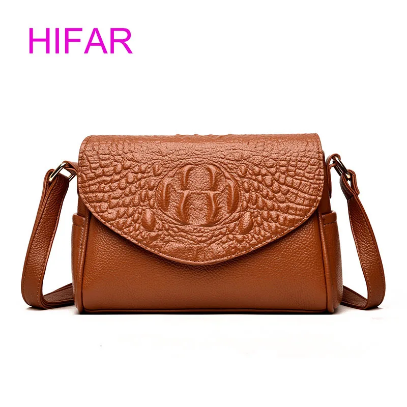 

HIFAR fashion women leather shoulder bag female small handbag ladies messenger bag with crocodile prints crossbody bag 2018 New