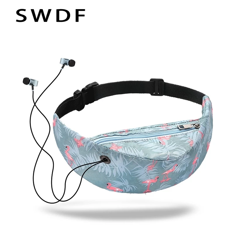 

SWDF 2019 New 3D Colorful Print Leisure Waist Bag Waterproof Travelling Fanny Pack Mobile Phone Waist Pack for Women Belt Bags