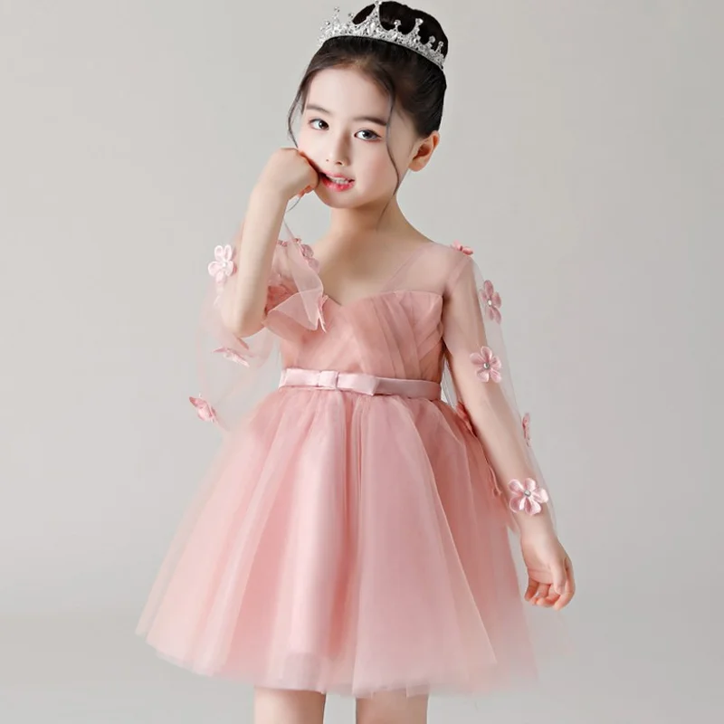 

Girl Dress Princess Dress Girl Children's Wedding Dress Pink Flower Girl Piano Birthday Host Performed