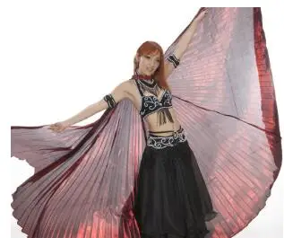3 м* 360 профессиональный женский костюм для танца живота, крылья ИГИЛ с палкой, Египетский реквизит для танцев, фиолетовый, красный, черный - Цвет: Maroon