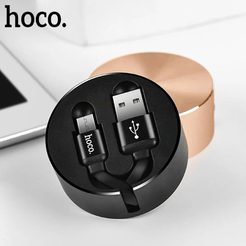 

HOCO U23 3ft Retractable Mobile Phone Micro USB Charging Data Sync Charger Cable for Android Phones 92cm Aluminum storage box