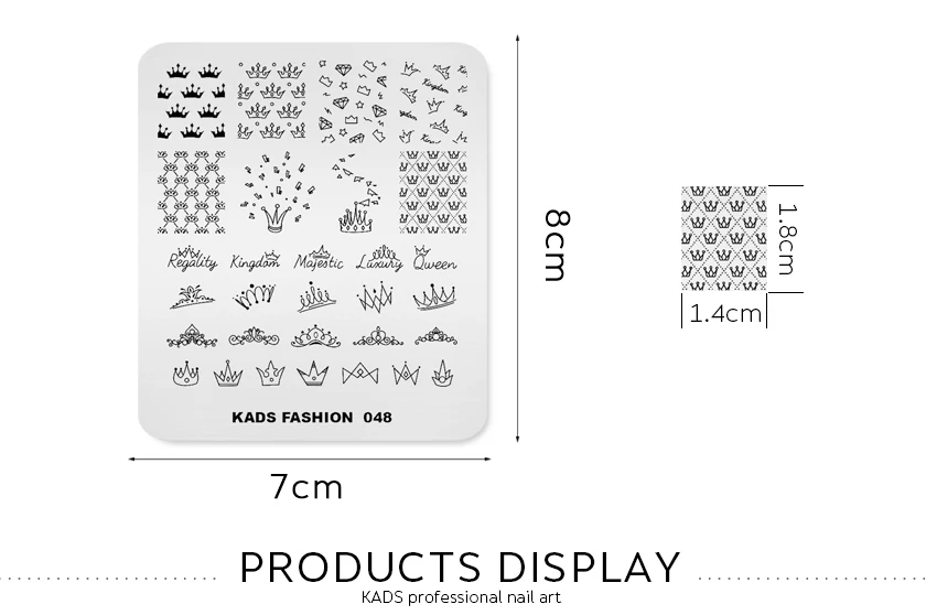 KADS дизайн ногтей шаблоны для стемпинга Мода 048 Корона изображения дизайн штамповка для маникюра штамповочный трафарет для полировки штамповка
