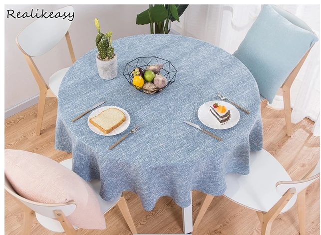 

Trendy Nordic Style Cotton Linen Rural Tablecloths Simple Round Wedding Banquet Cover Cloth Hotel Home Decor Table Cover LFB128