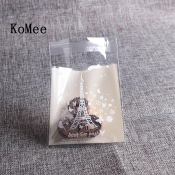 

500pcs/lot 10x10+3cm Towers Design Clear Champagne Plastic Cellephane Bag Favor Candy Gift Cookie Packaging Bag Bopp Ploy Bags