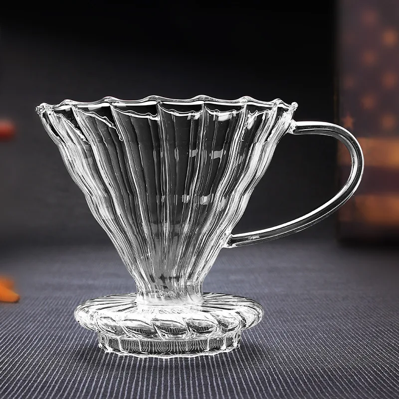 

V60 Glass Coffee Dripper Heat-resistant Glass Drip Coffee Filter Cups Pour Over Coffee Maker with Stand Barista Tools