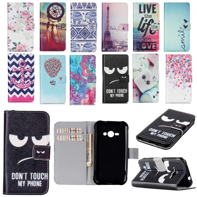 J1 Ace Cover Luxury Flip Wallet Art Print Leather Stand Phone Case For Fundas Samsung Galaxy J1
