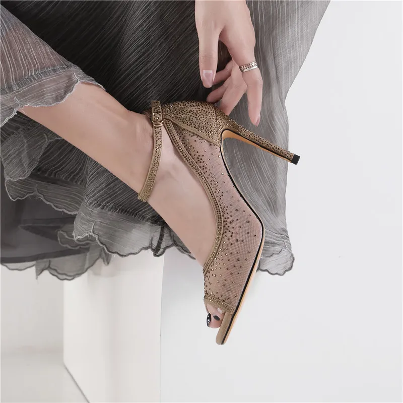 SARAIRIS New Fashion Big Size 35-43 Ankle Strap Crystal High Heels Shoes Woman Casual Wedding Party Sexy Spring Summer Pumps