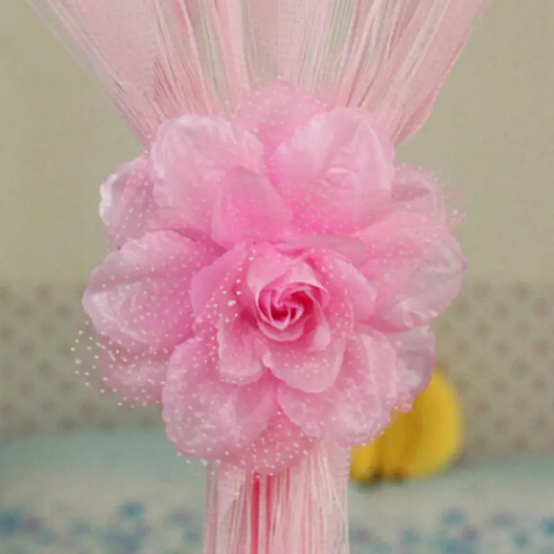 

1Pc Peony Flower Curtain Clip-on Tie Band String Home Decoration Floral Curtains Back Holdback Tieback Holder Clip Cloth