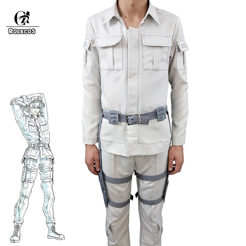 

ROLECOS Cells At Work Hataraku Saibou Cosplay Costume Leukocyte U-1146 Anime Cosplay Men Costume Women Uniform White Blood Cell