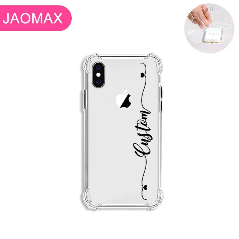 Jaomax ударопрочный дизайнерский индивидуальный именной чехол для телефона iPhone 11 8 7 6s Plus Xs Max X Xr 5s SE прозрачный чехол Fundas