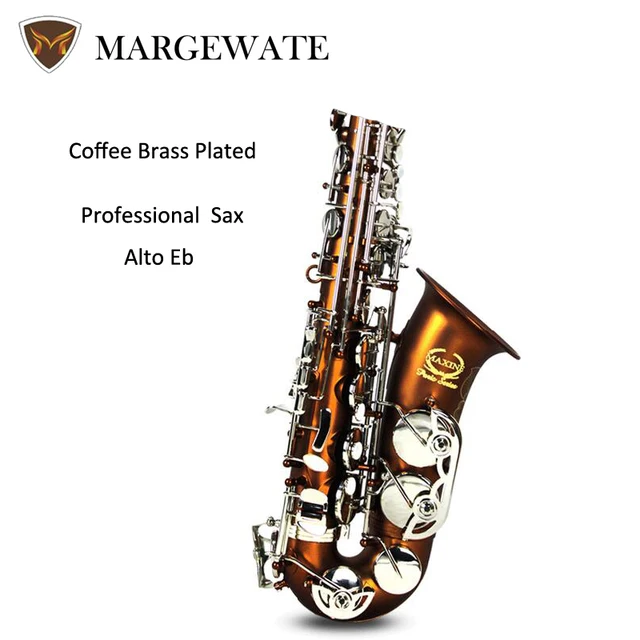 Cheap Maxine Coffee Brass Plated Saxophone Alto Eb Sax with Mouthpiece Professional Play Music Instruments Case Gloves