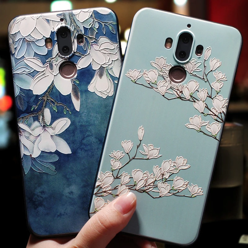

3D Relief Flower For Huawei Honor 8X 10 9 Y9 2019 Mate 10 20 7A Pro Lite View 20 Y6 2018 Case FOR Huawei nova 3 Case Coque Soft