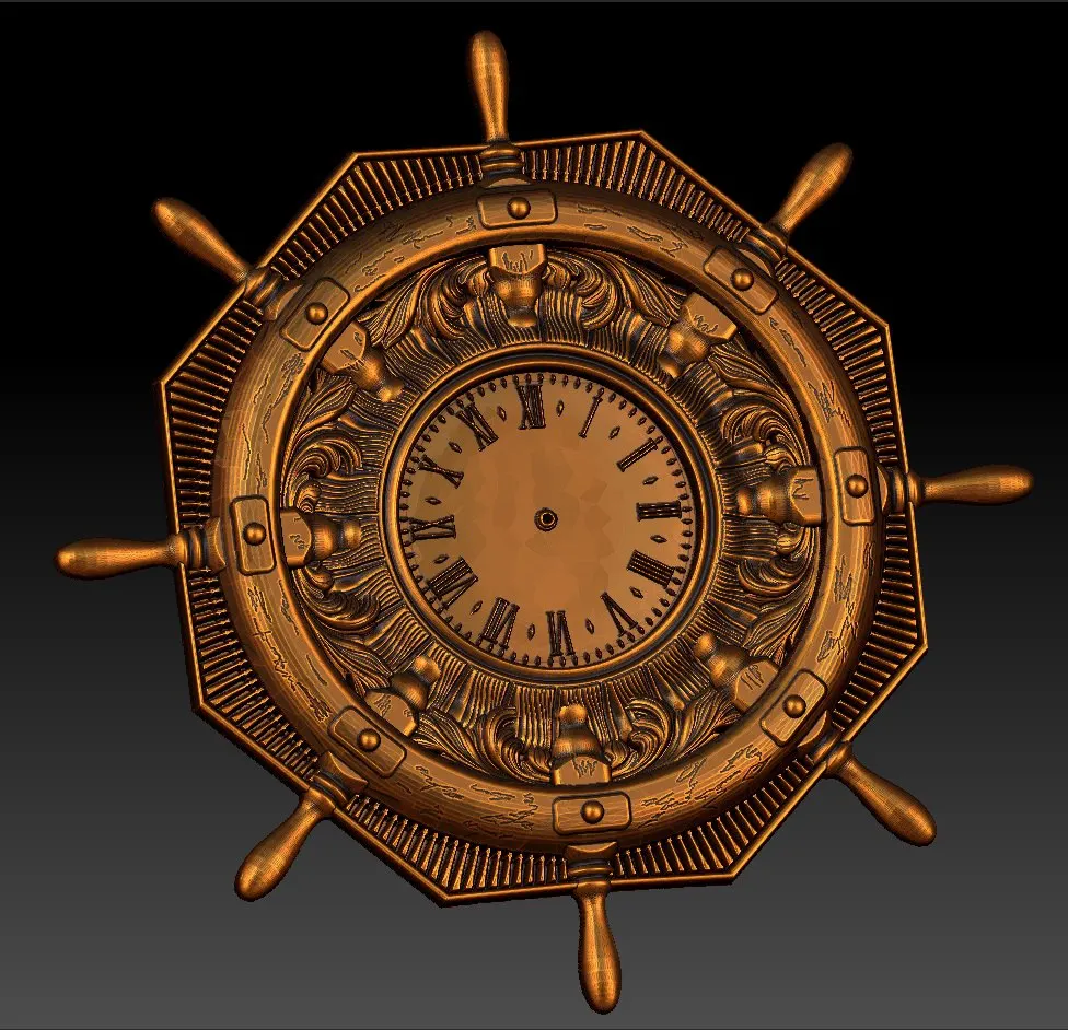 

Digital file in STL format clock for CNC 3D relief carving engraving C36-34