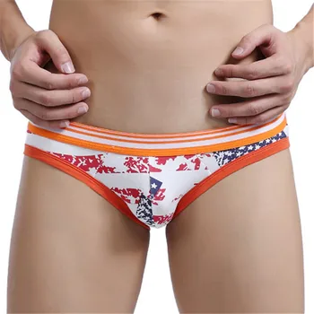 

Underwear Mens Briefs Bikini Stripe Flag U Convex Pouch Low Waist Panties Mens Shorts Male Calzoncillos Hombre Slips Uomo
