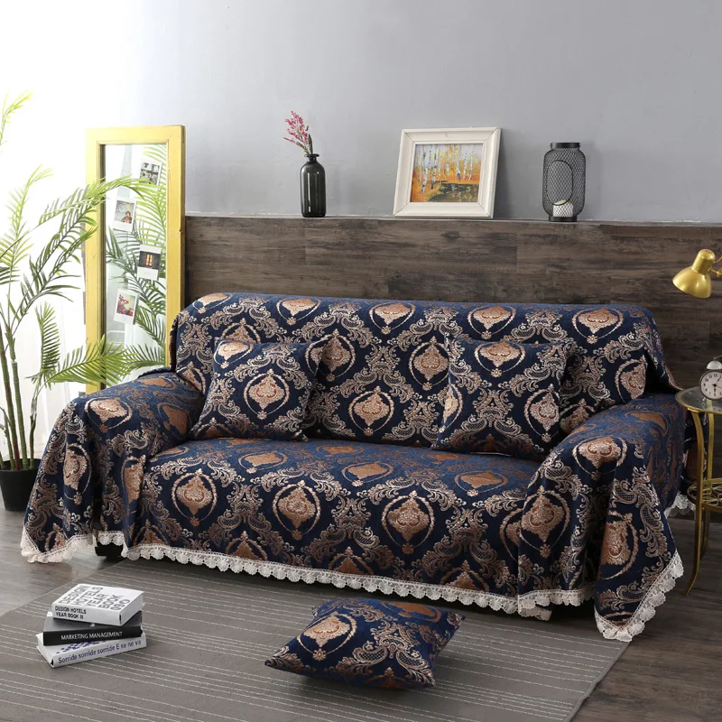 Fyjafon Sofa Cover Chenille Dustproof Sofa Cover Printed Couch Covers Multi-size Slipcover